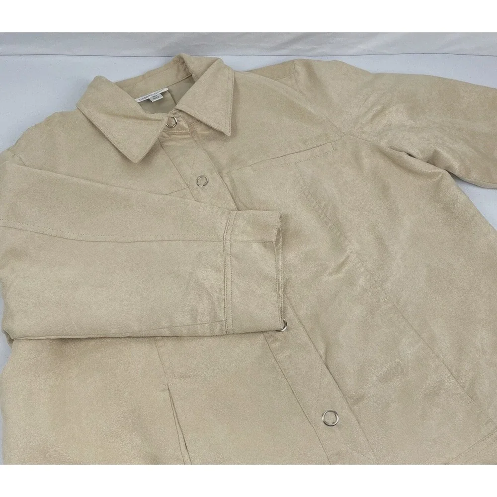 Coldwater Creek Shirt Jacket Shacket Women's Size 18W Beige‎ Snap Up Polyester